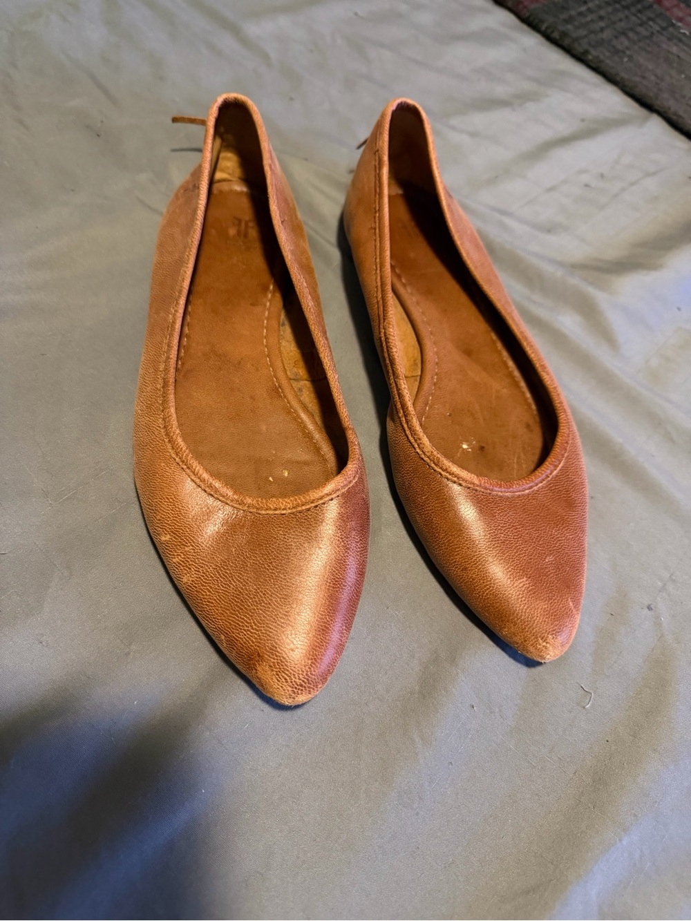 Frye Regina Pointed Toe Ballet Flats Tan Leather Western 8.5 - Picture 2 of 8
